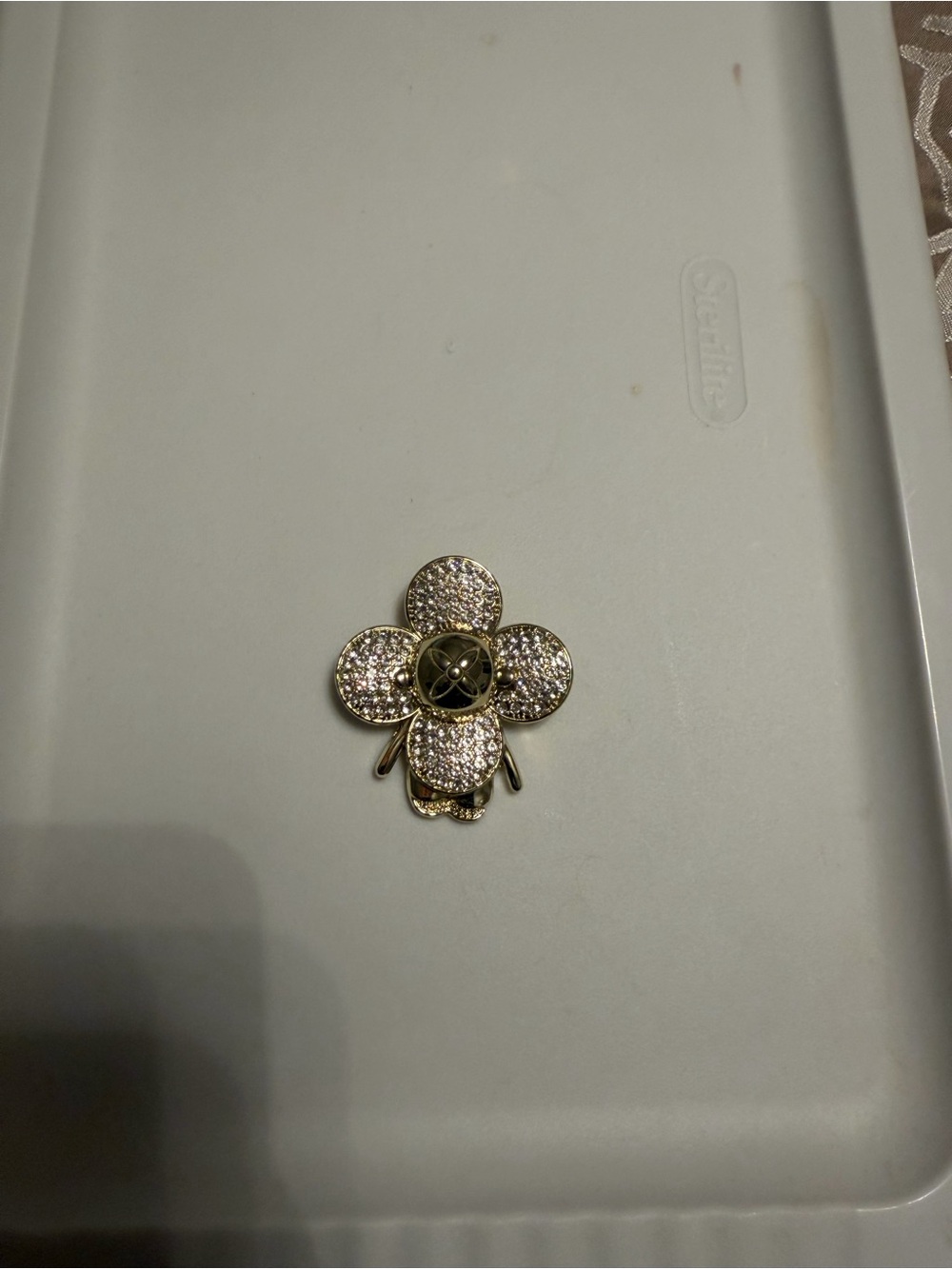Gold Crystal Clover Brooch - Women's Jewelry